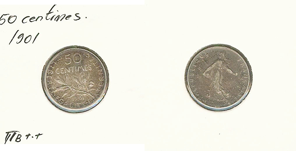 50 centimes Semeuse 1901 EF
